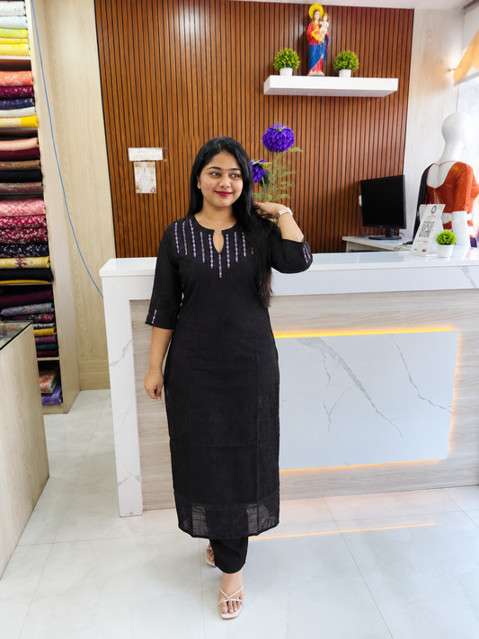 Black Polycotton Kurta Top - A2002