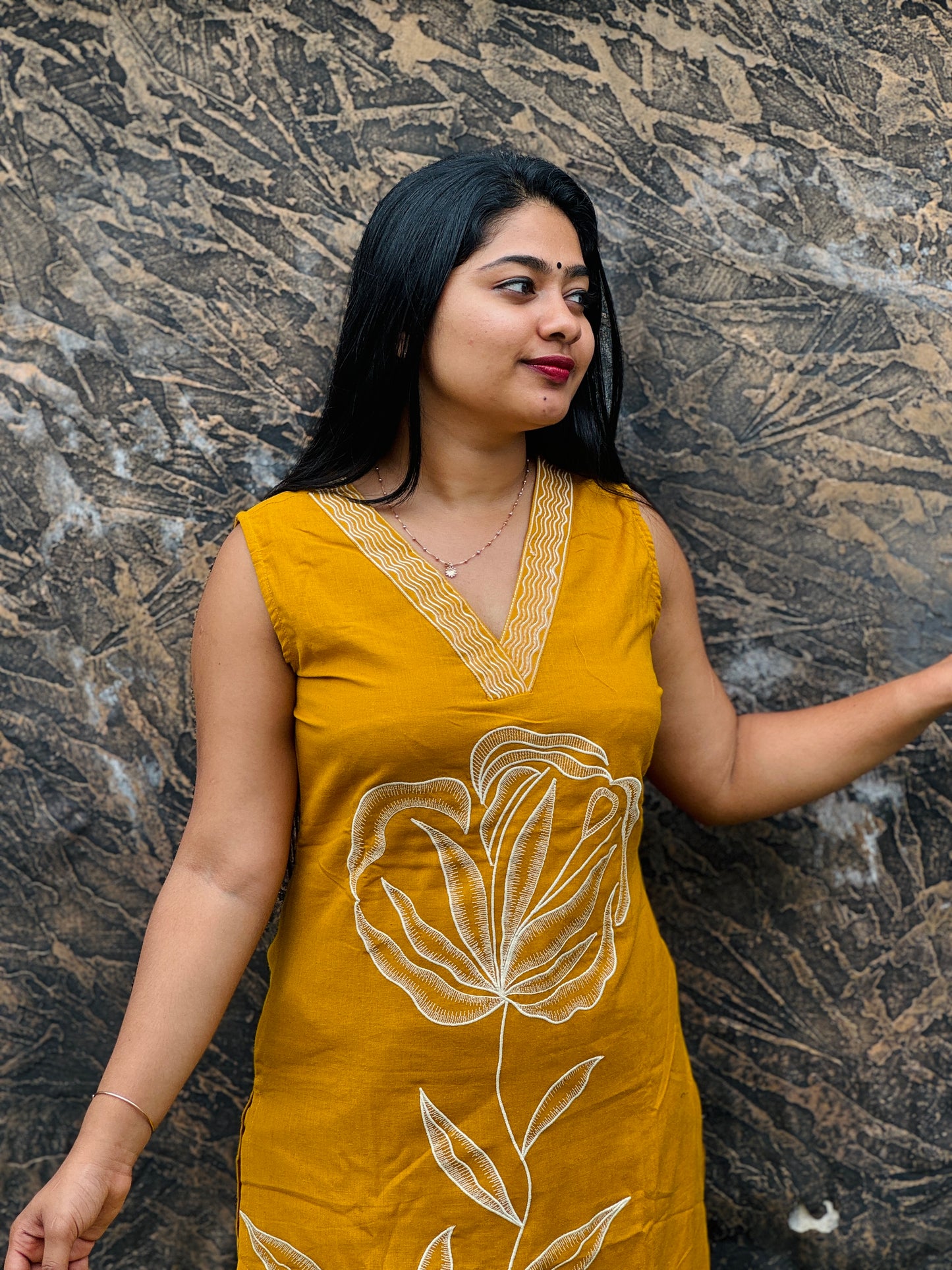 Pista Green & Mustard Yellow Khadi Cotton Corset Set A - 1518