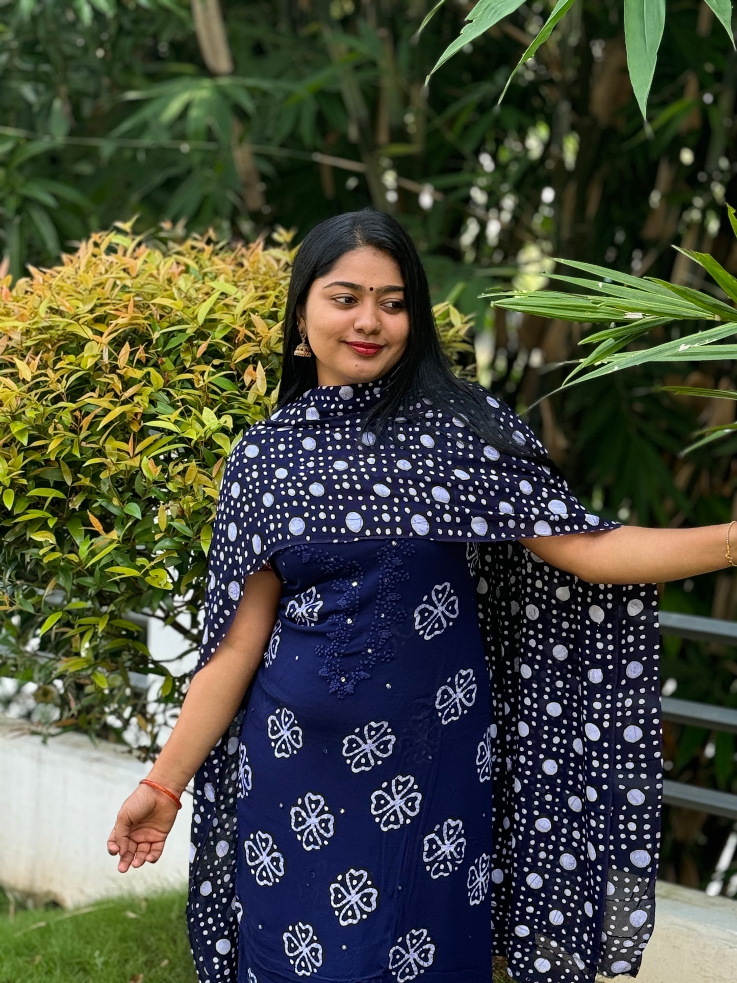 Batik Print | Georgette Fabric | Unstitched Churidar Material A1614