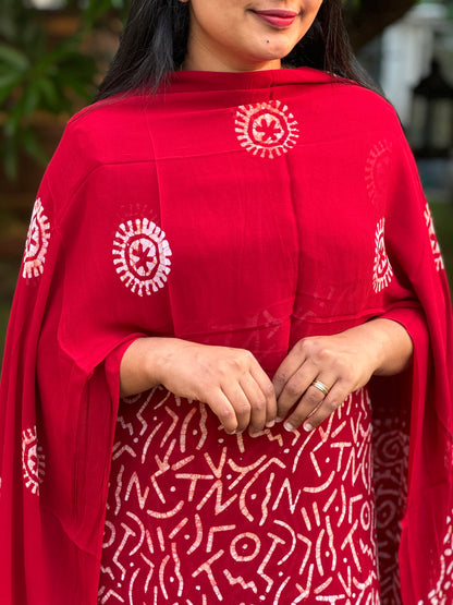 Bantik Print Georgette 3-Piece Unstitched Salwar Suit- A1332