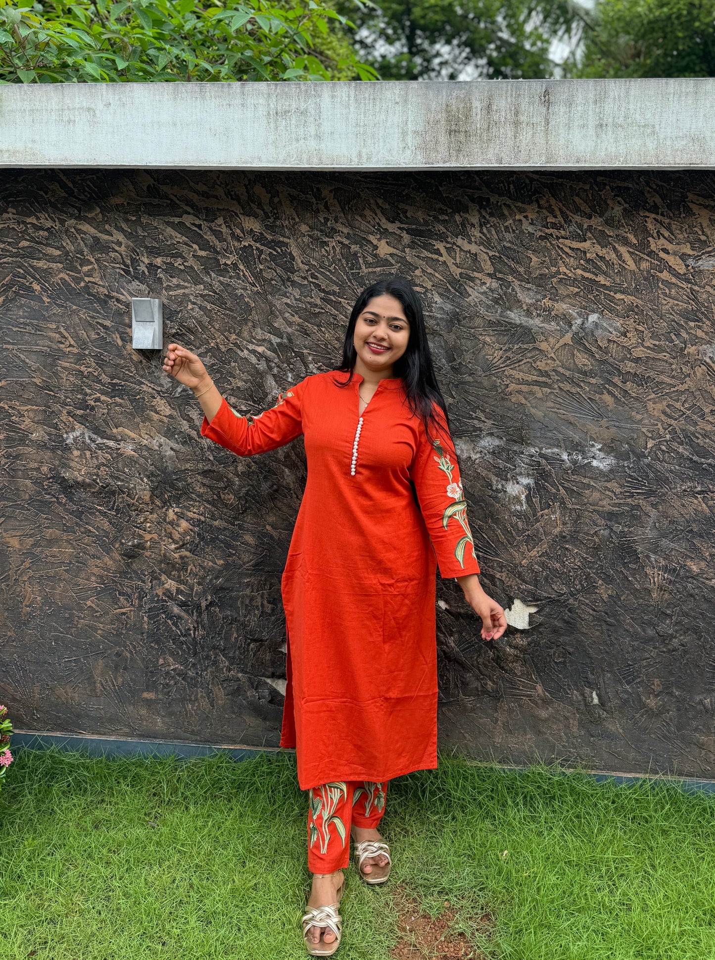 Elegant Orange Flex Cotton Set ✨ A- 1591