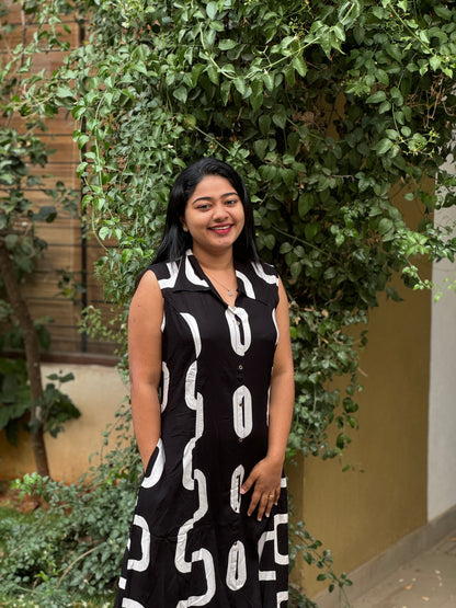 Classic Black Frock in Rayon Fabric-A1312