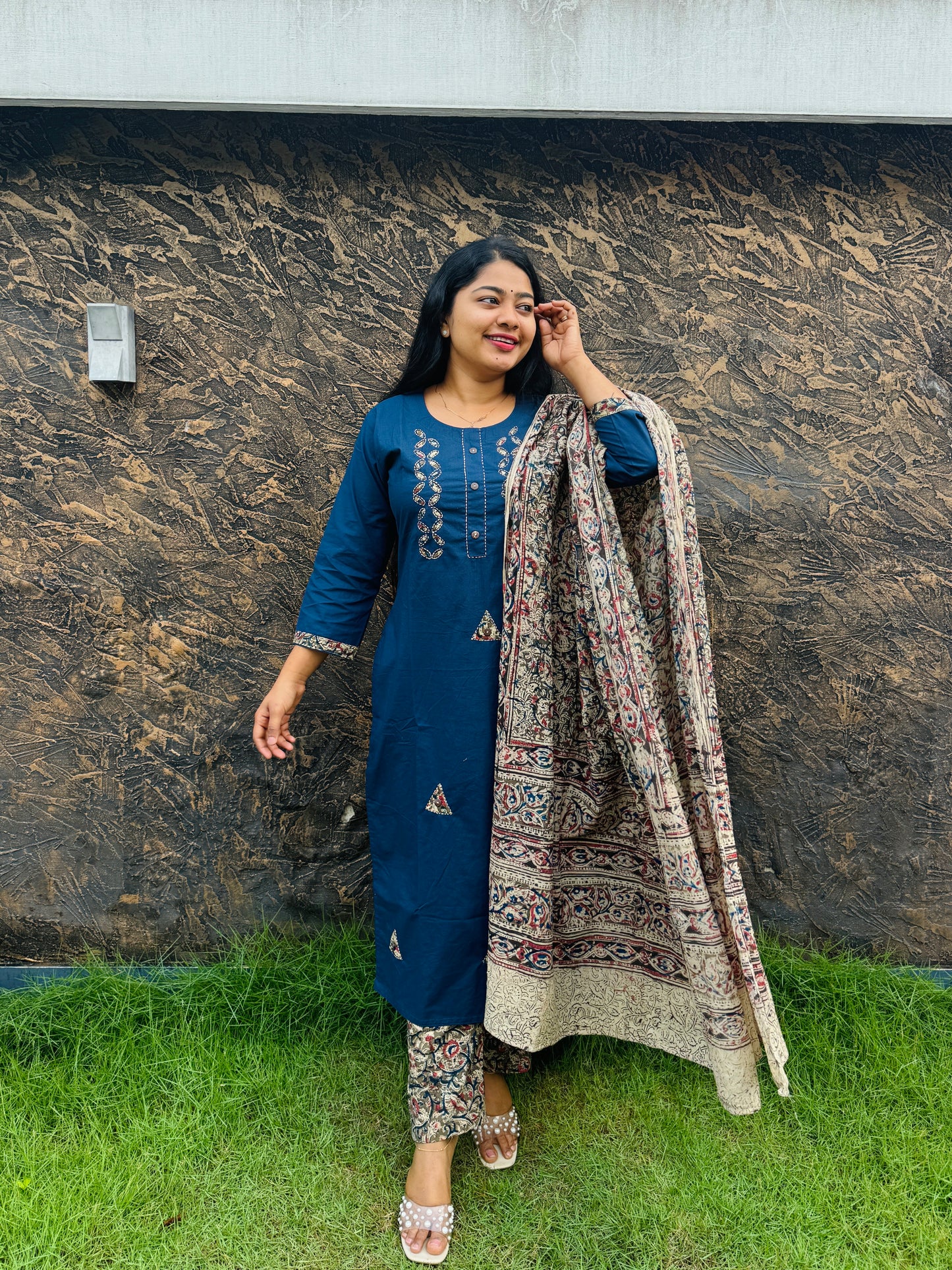 Kalankari Cotton Set 💙💛- A1412