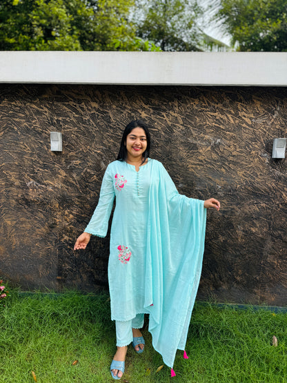 Premium Mul Mul Cotton 3 Piece - A1466