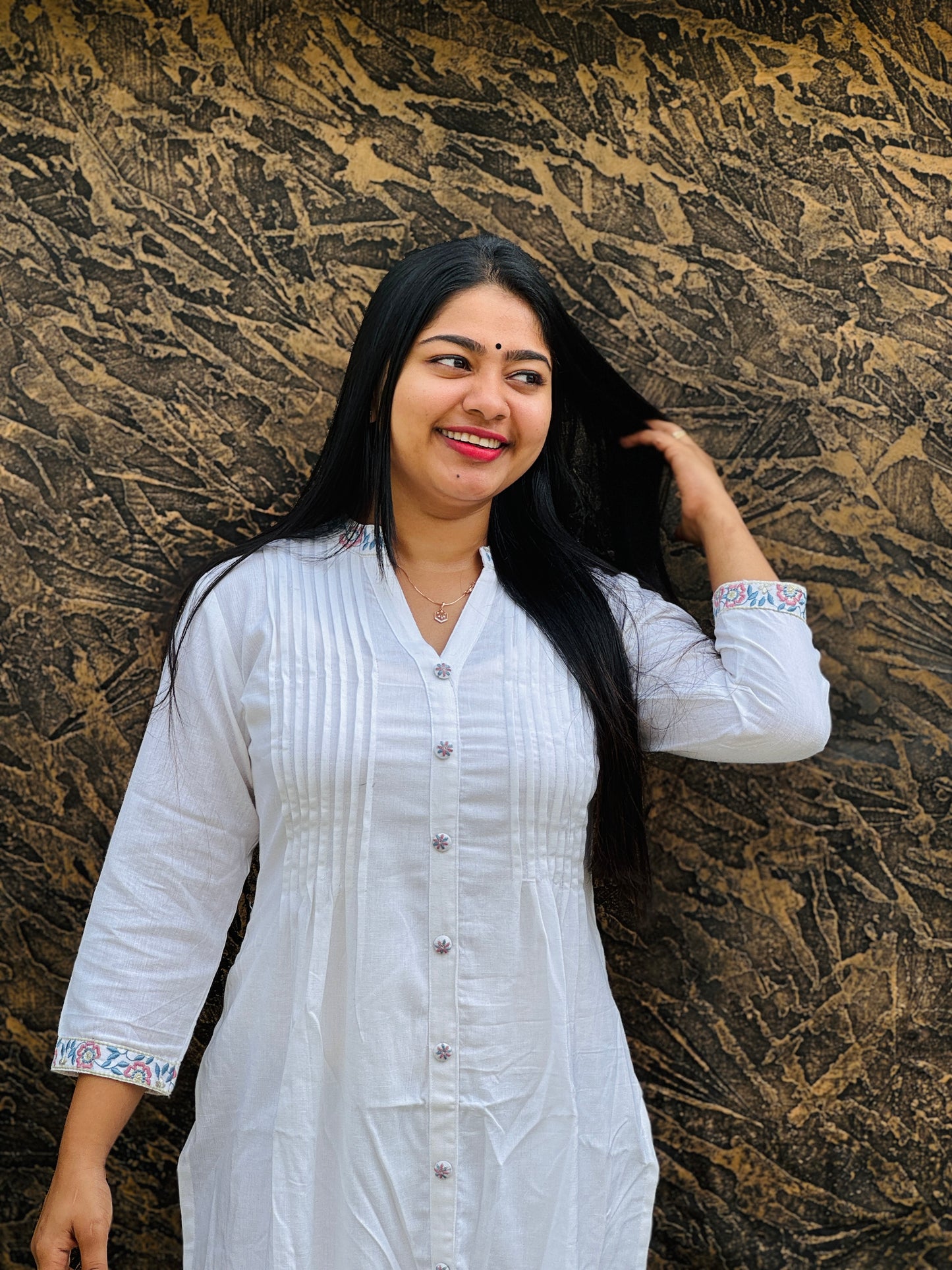 Elegant White Cotton Cord Set (M–3XL) – Simple & Classy Daily Wear - A1438