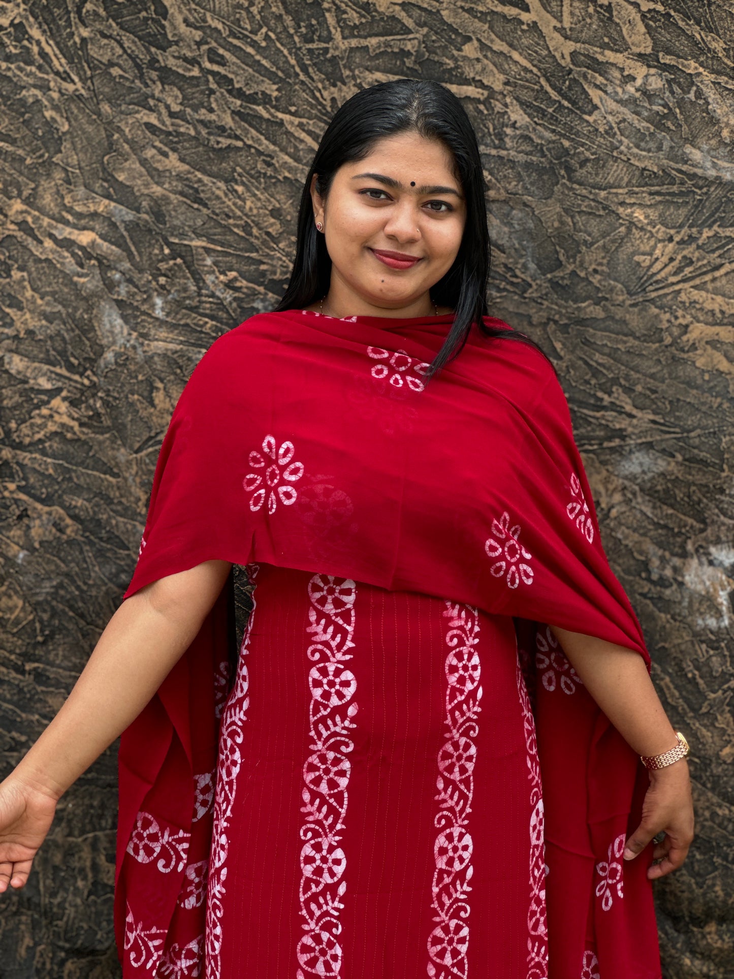 Georgette Batik Print Unstitched Churidar Material : A 1474