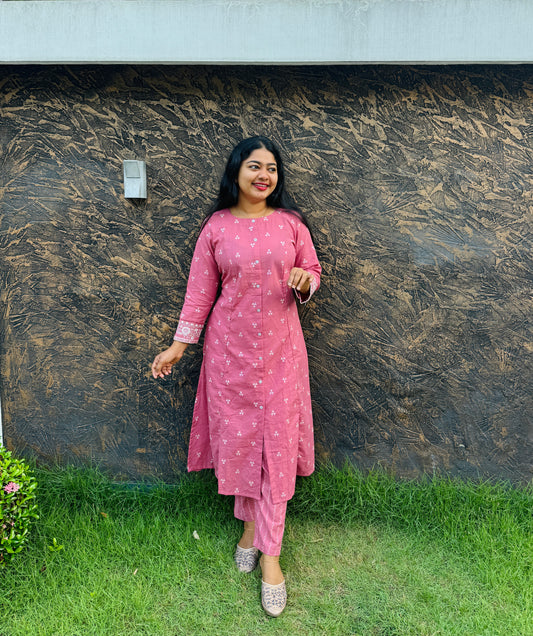 Pink Ikkat Cotton Kurti – Everyday Elegance - A1384