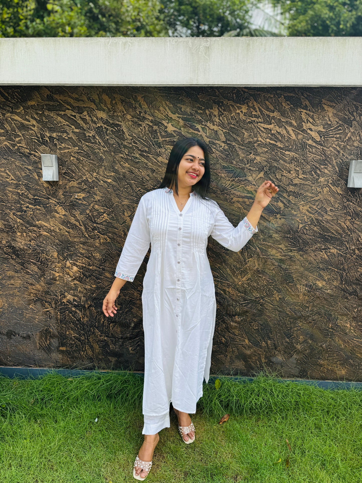 Elegant White Cotton Cord Set (M–3XL) – Simple & Classy Daily Wear - A1438