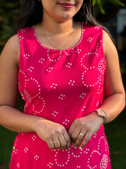 Bandhani Print Pure Cotton 2 piece Co-ord Set-A1326