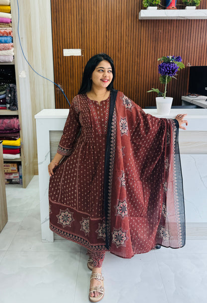 Pure Cotton Ajrak Printed 3ps Salwar Set A1920