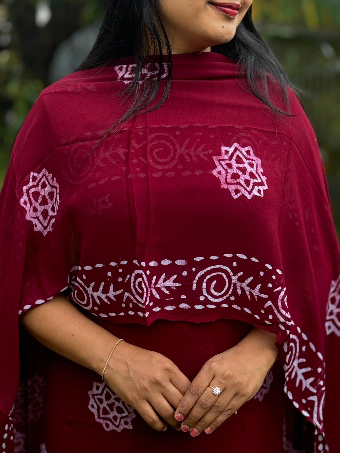 Maroon & Blue Georgette Unstitched Churidar Material A- 1575