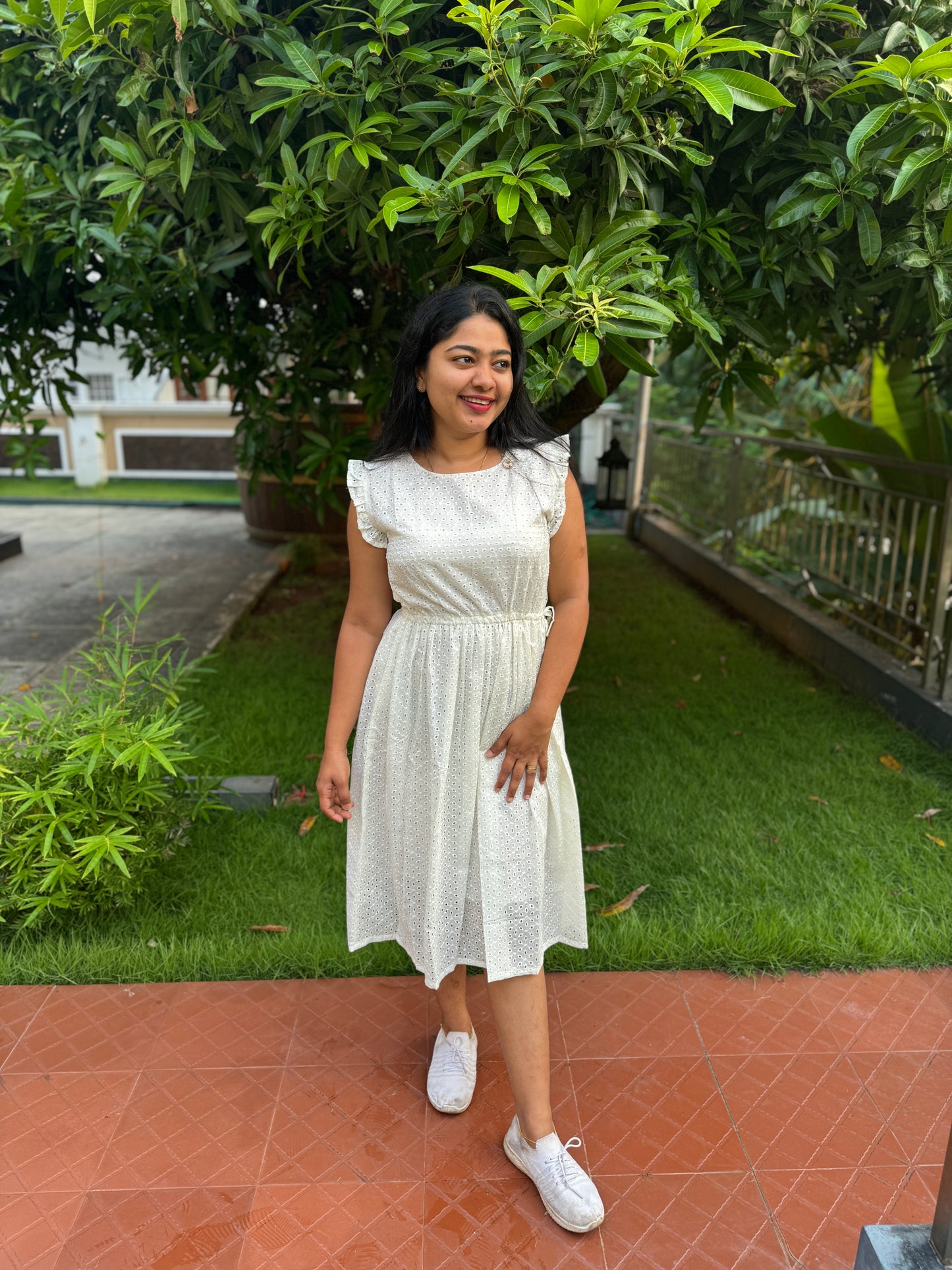 Premium Offwhite Cotton Hakoba Frock -A1331