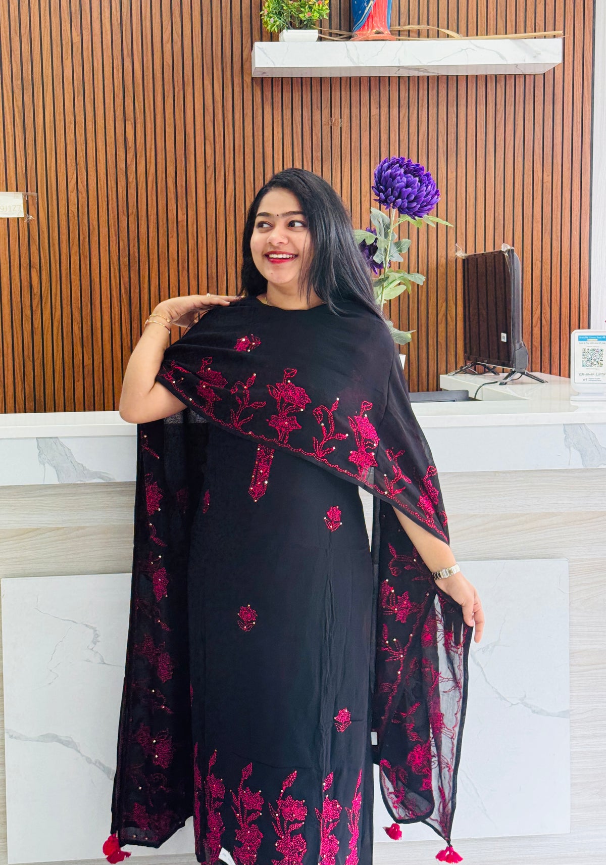 Premium Black Georgette Chikankari Salwar Material A2022