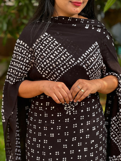 Viscose Georgette Batik Print Unstitched Churidar Material- A1372