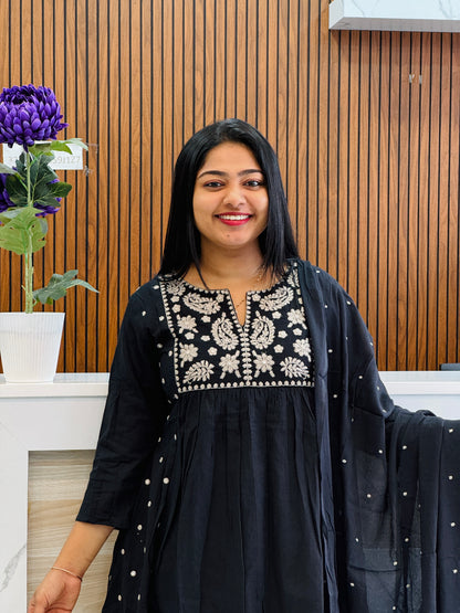 Purple & Black  Chikankari 3 piece Salwar A 1604