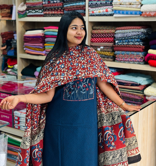 Premium Cotton Set with Kalankari Dupatta Product Code: A 1463