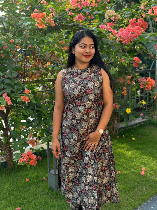 Brown Floral 2 piece Co-ord Set-A1041