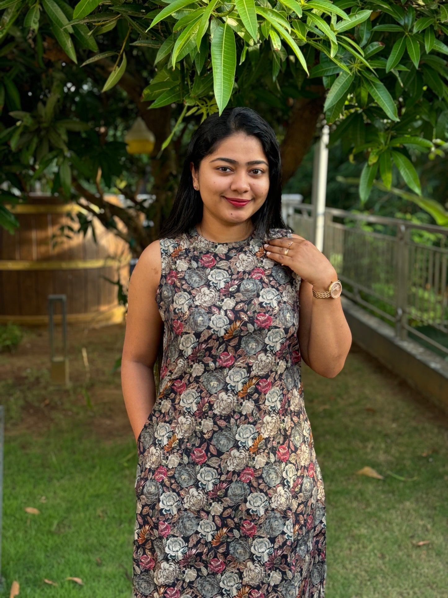 Brown Floral 2 piece Co-ord Set-A1041