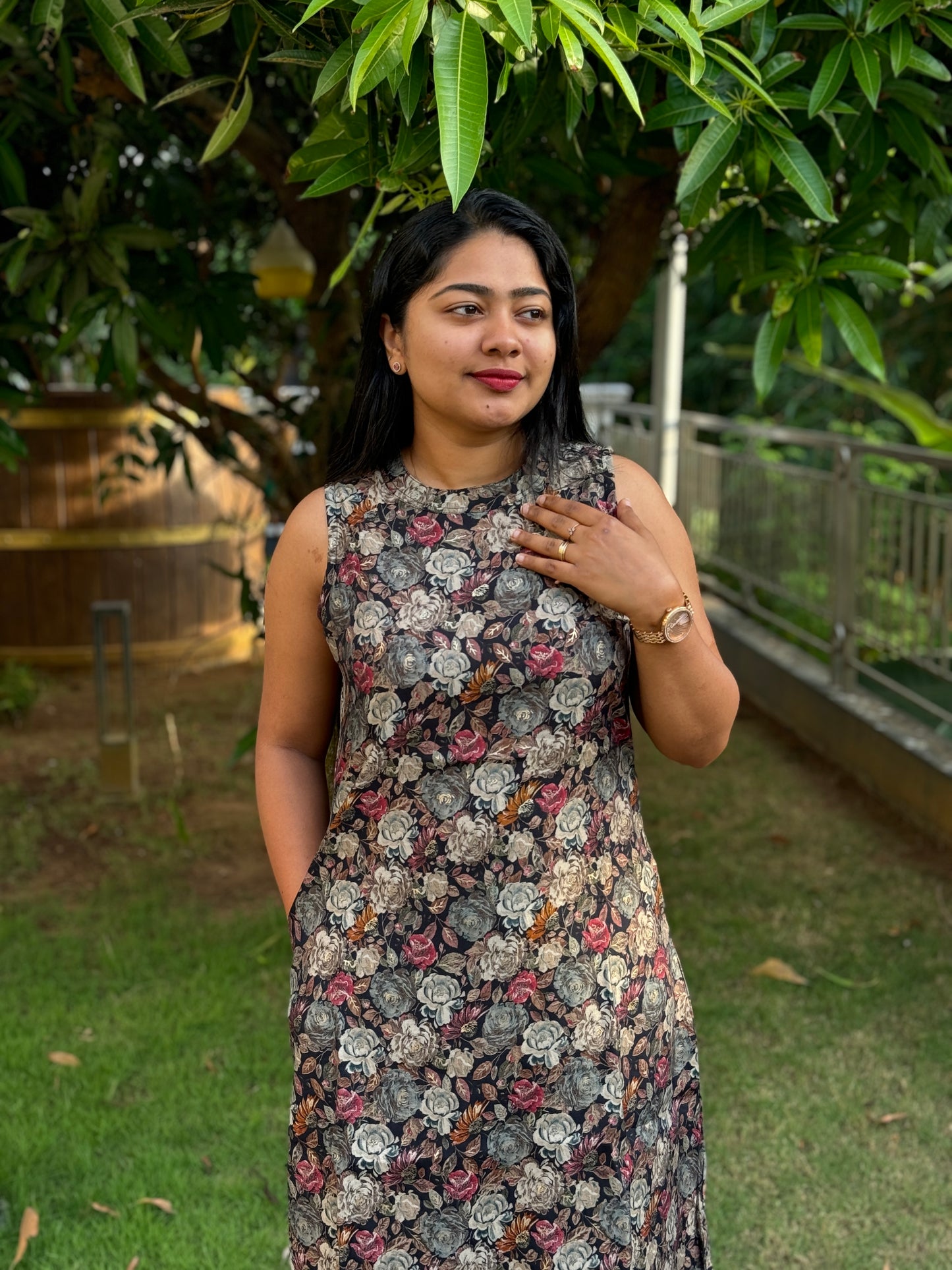 Brown Floral 2 piece Co-ord Set-A1041