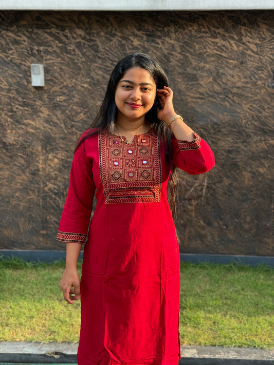 Elegant Red 2 piece Co-ord Set-A1042