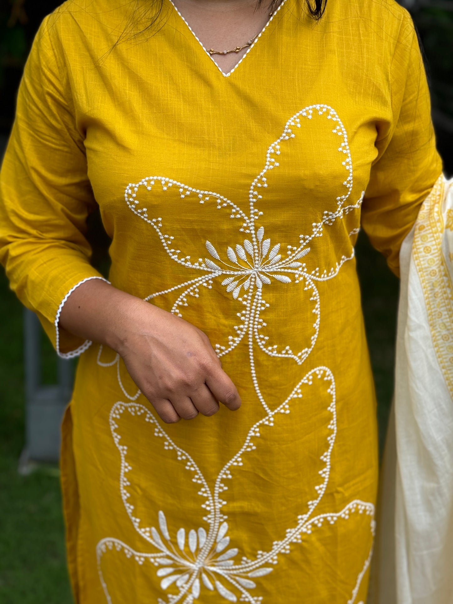 Yellow Pure Cotton 3 Piece Salwar Suit - A1040