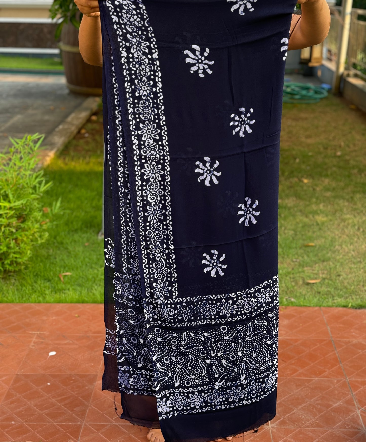 Blue Georgette 3-Piece Unstitched Salwar Suit- A1035
