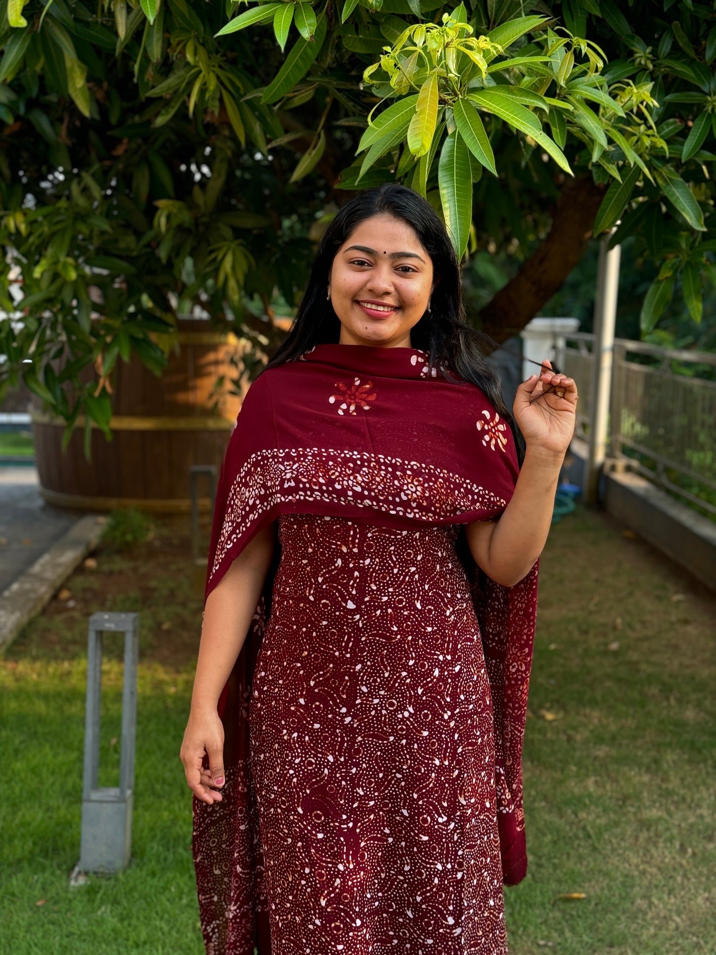 Maroon Georgette 3-Piece Unstitched Salwar Suit- A1035