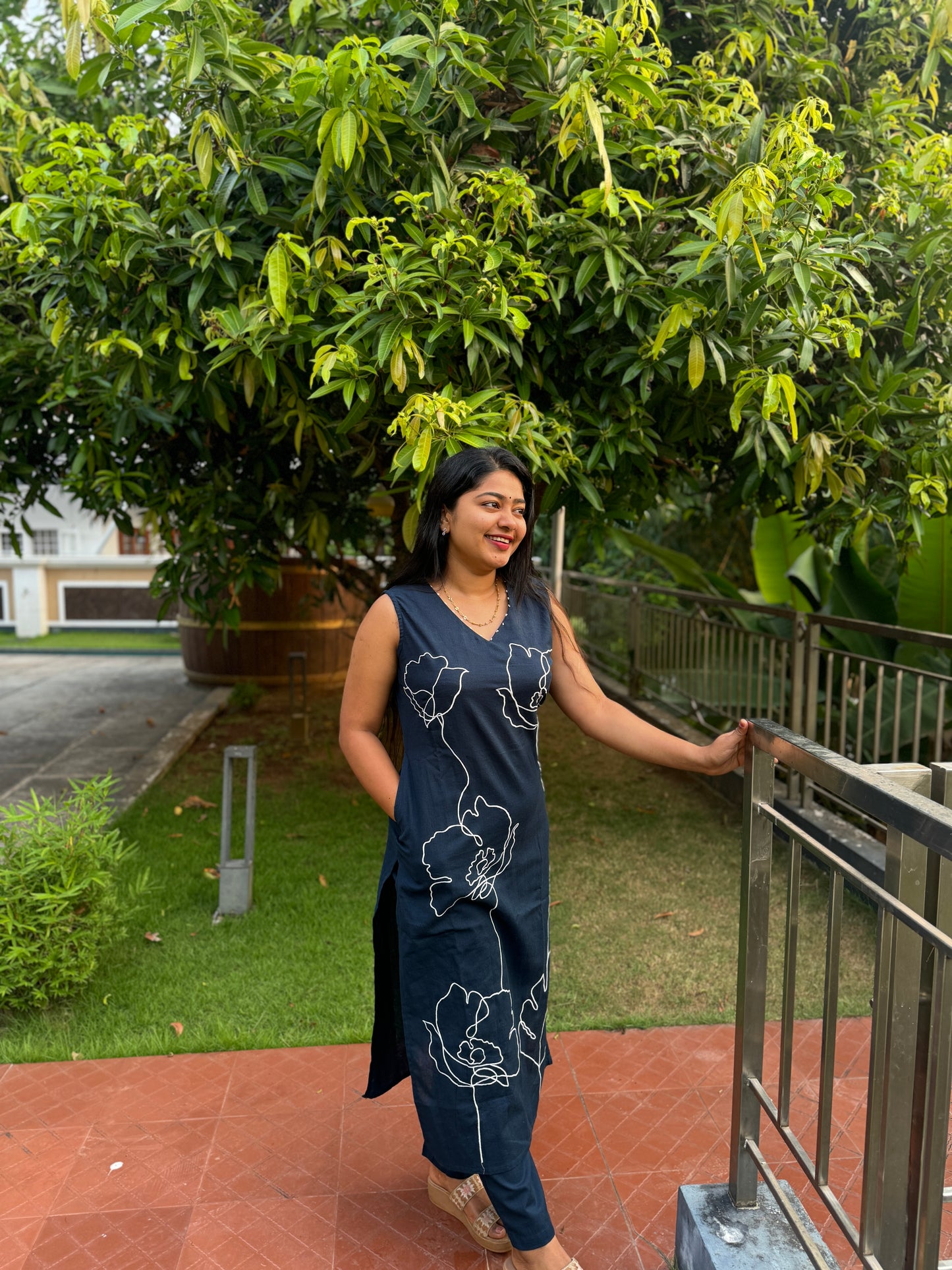 Navy Blue 2 piece Cotton Co-ord Set-A1034