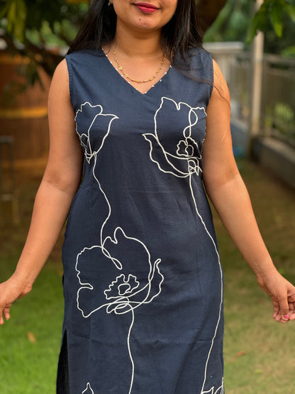 Navy Blue 2 piece Cotton Co-ord Set-A1034