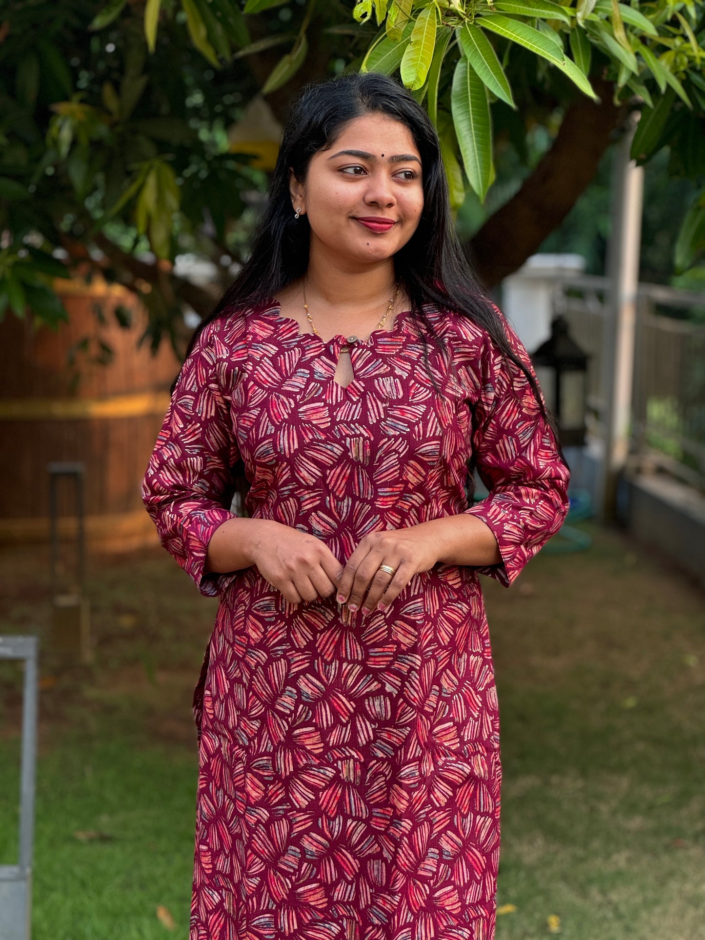 Wine Colour 2 piece Cotton Co-ord Set-A1033