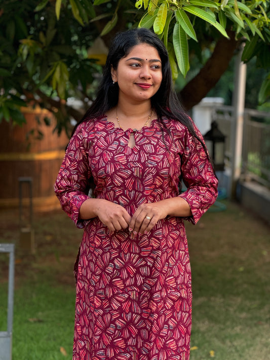 Wine Colour 2 piece Cotton Co-ord Set-A1033