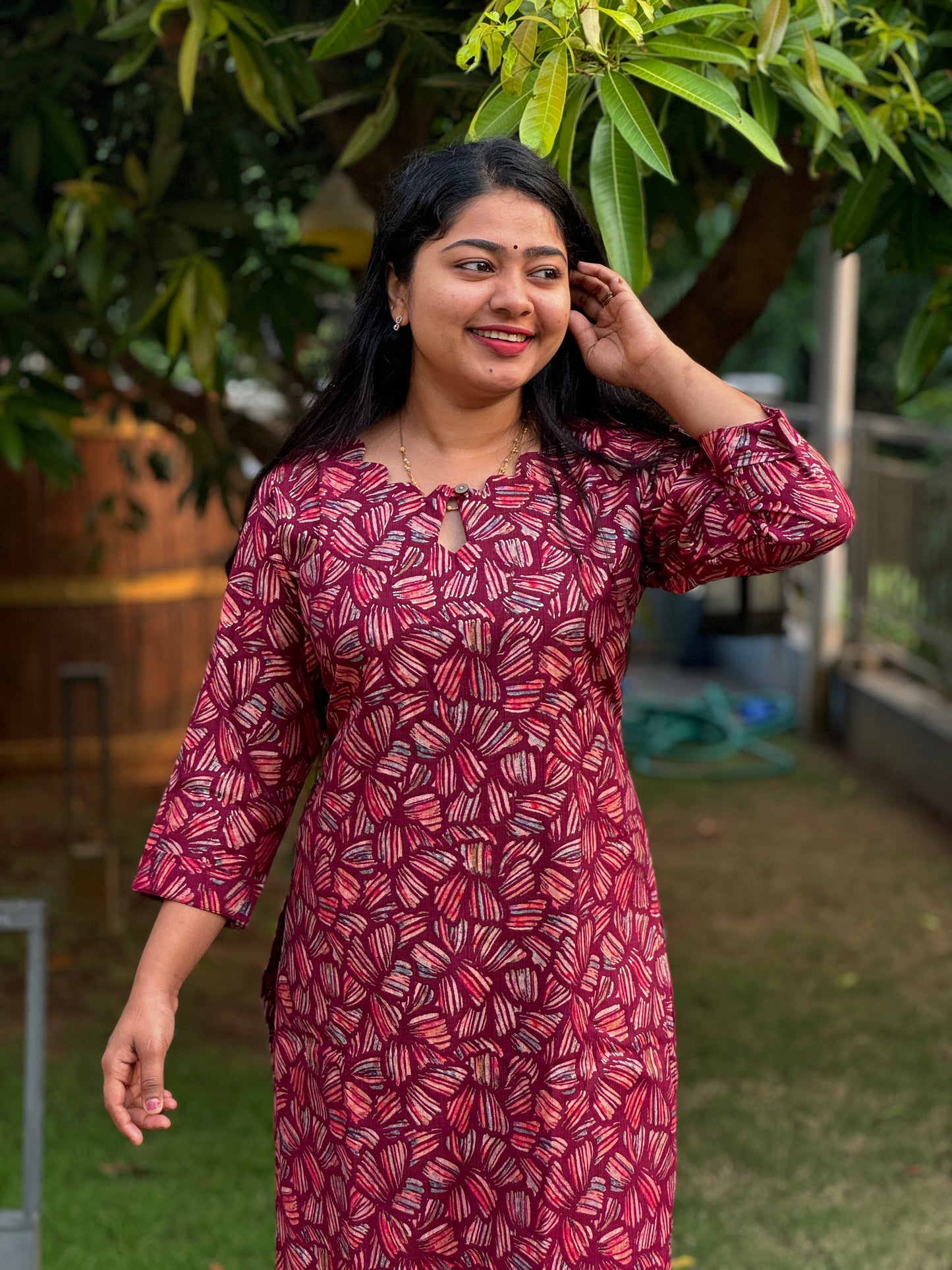 Wine Colour 2 piece Cotton Co-ord Set-A1033