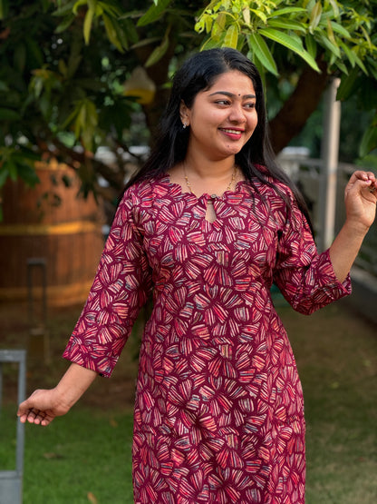 Wine Colour 2 piece Cotton Co-ord Set-A1033
