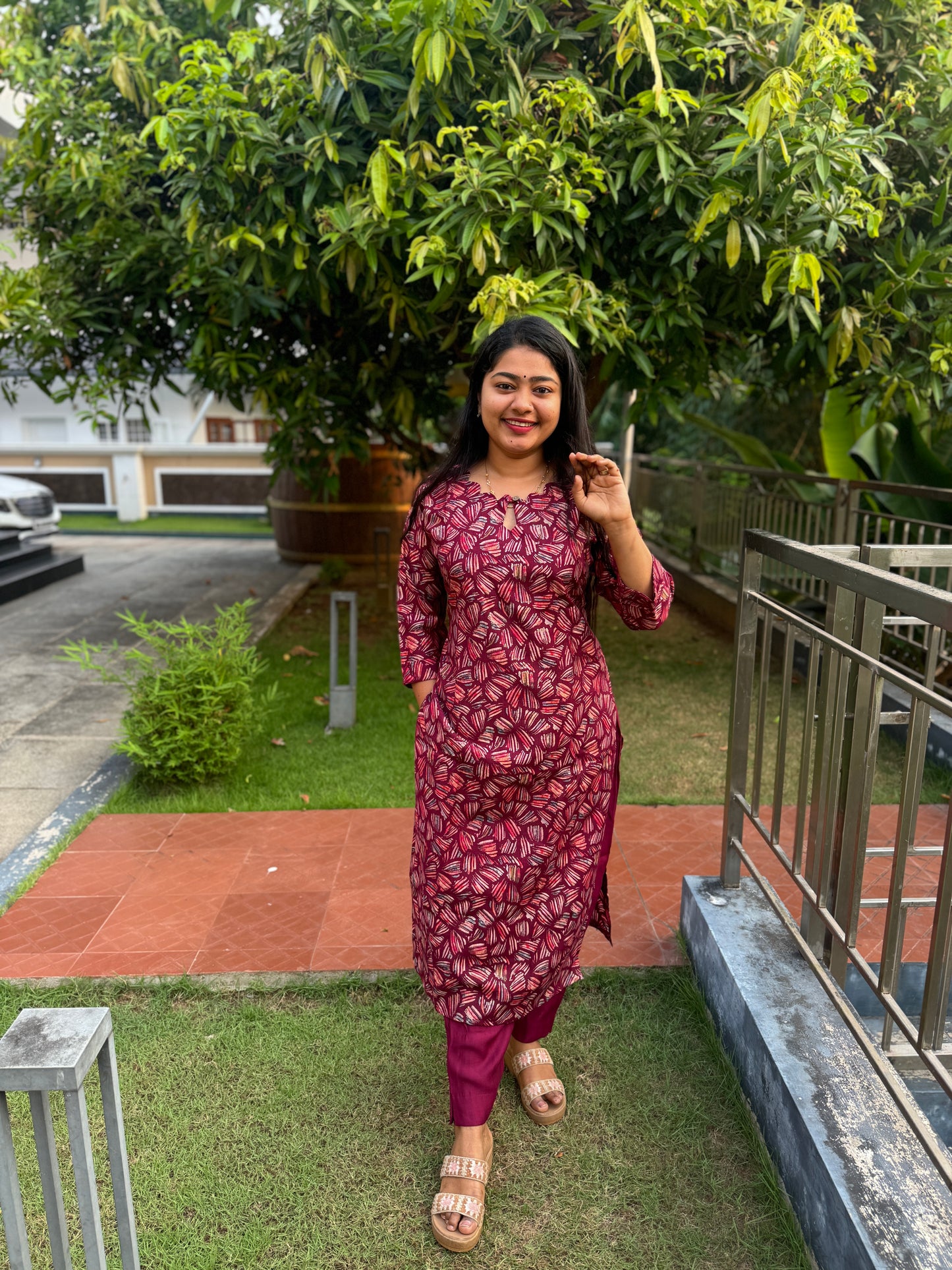 Wine Colour 2 piece Cotton Co-ord Set-A1033