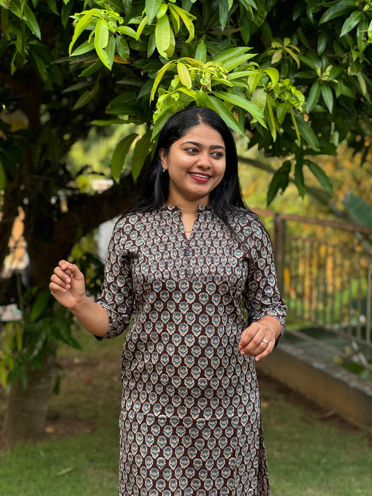 Brown Soft Cotton Kurta Top- A1026