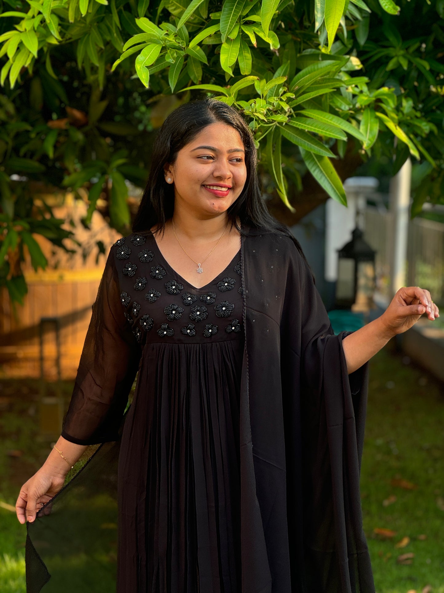 Black Georgette 3 piece Salwar Suit-A1011
