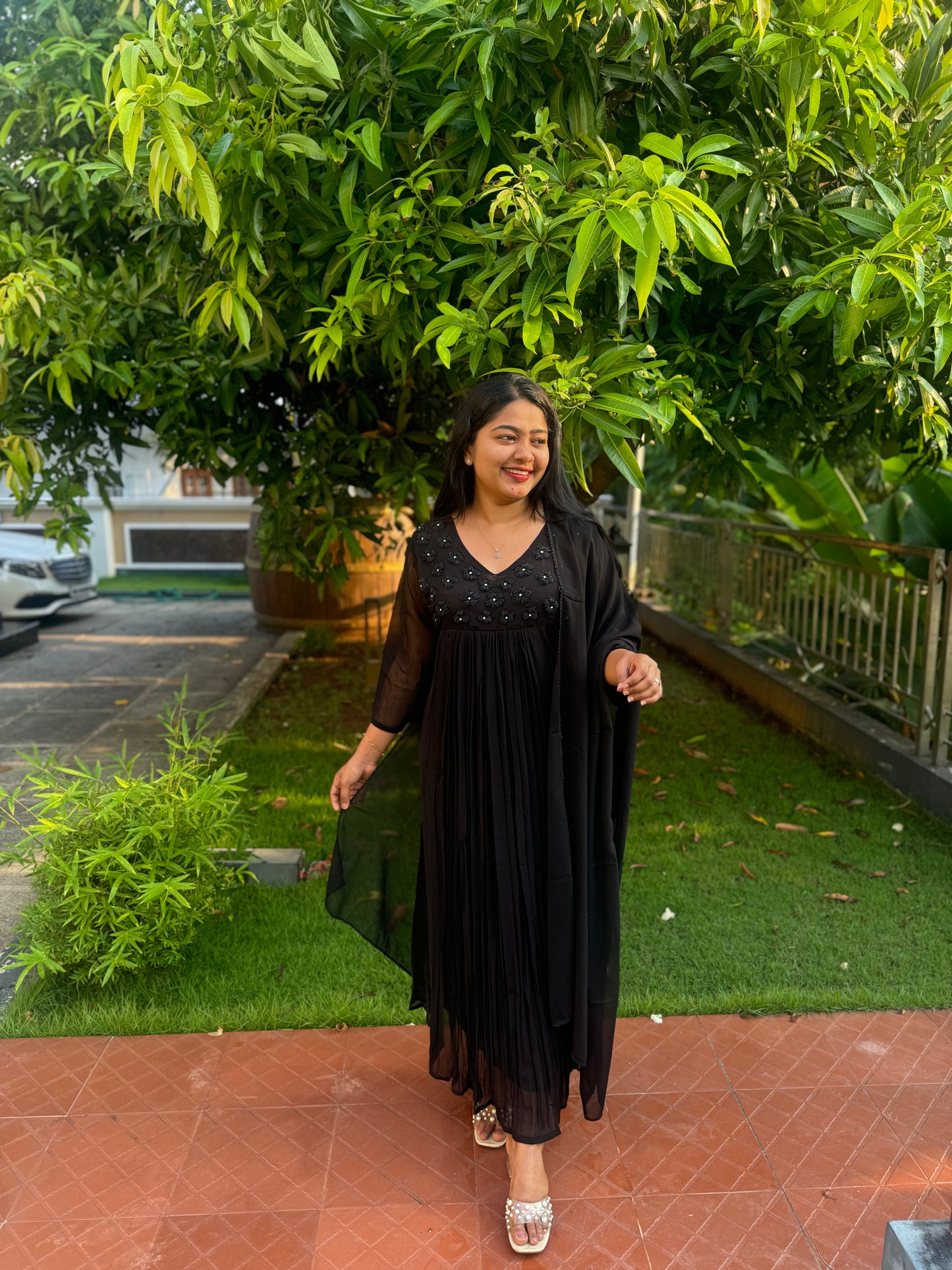 Black Georgette 3 piece Salwar Suit-A1011