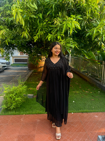 Black Georgette 3 piece Salwar Suit-A1011