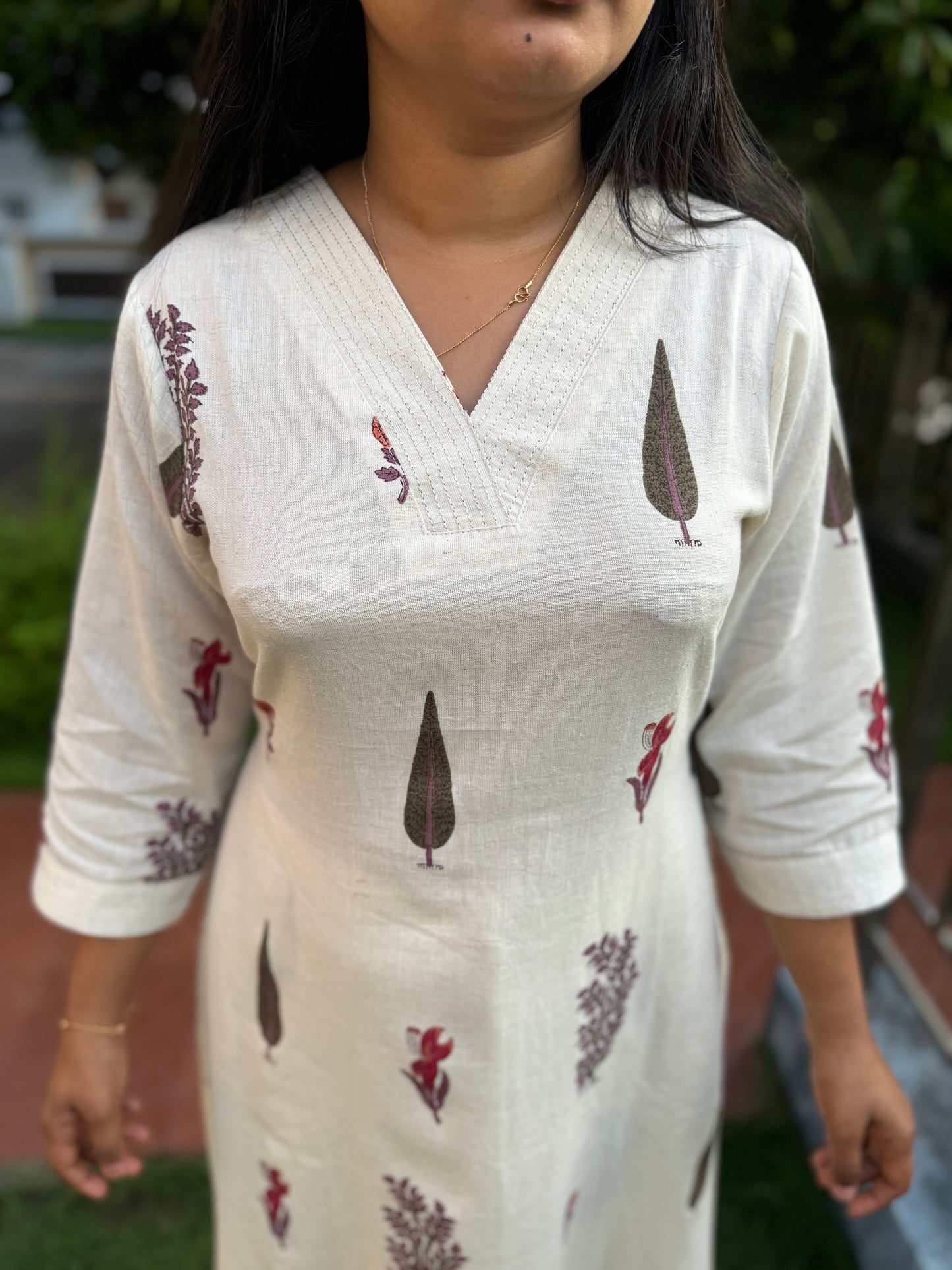 Off White 2 piece Khadi Cotton Co-ord Set- A1007
