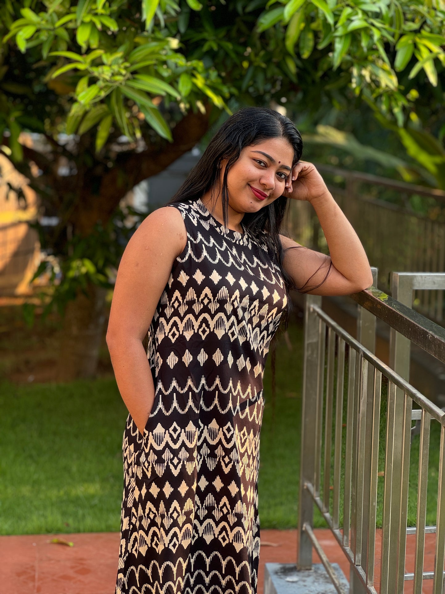 Black 2 piece Sleeveless Cotton Co-ord -A1004