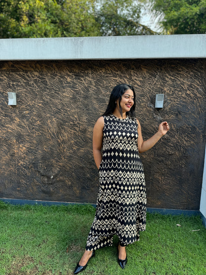 Black 2 piece Sleeveless Cotton Co-ord -A1004