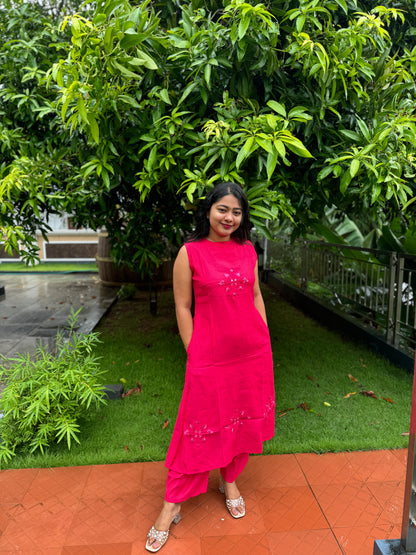 Rani Pink 2 piece Cotton Co-ord Set-A1002