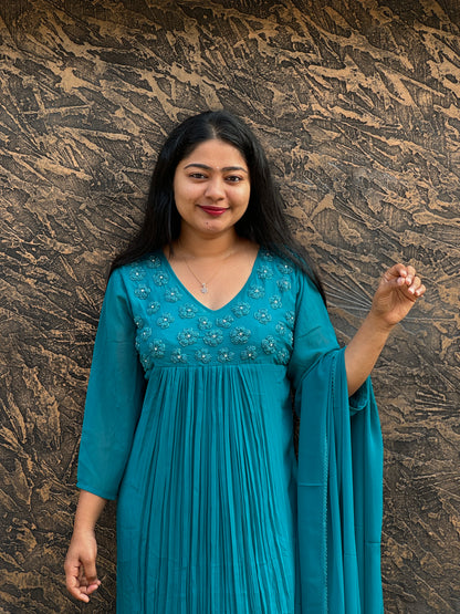 Blue Georgette 3 piece Salwar Suit-A1011