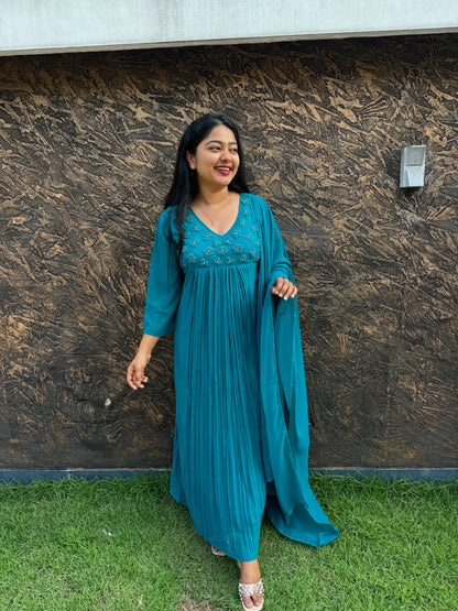 Blue Georgette 3 piece Salwar Suit-A1011