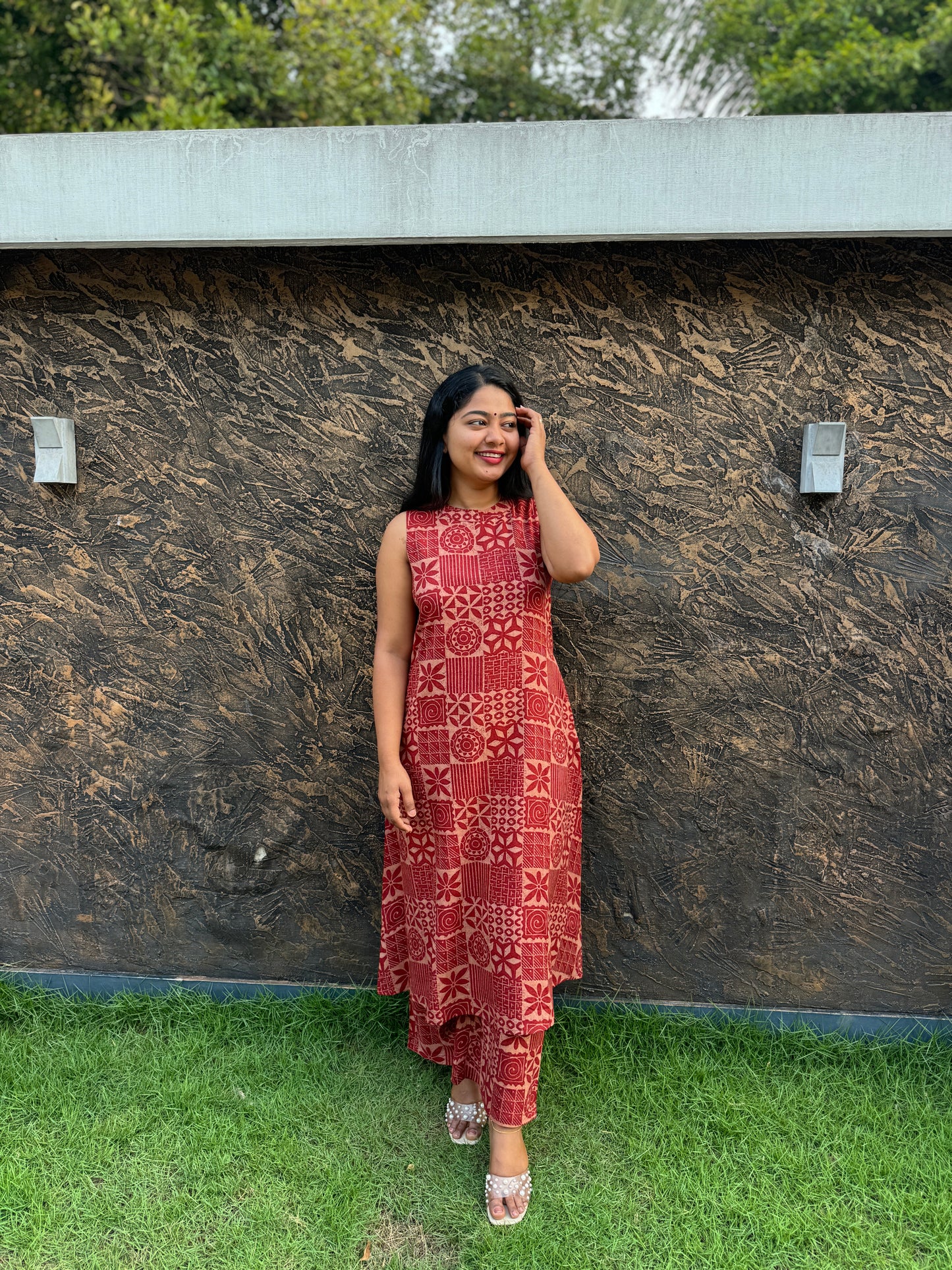 Red 2 piece Soft Cotton Co-ord Set-A1306