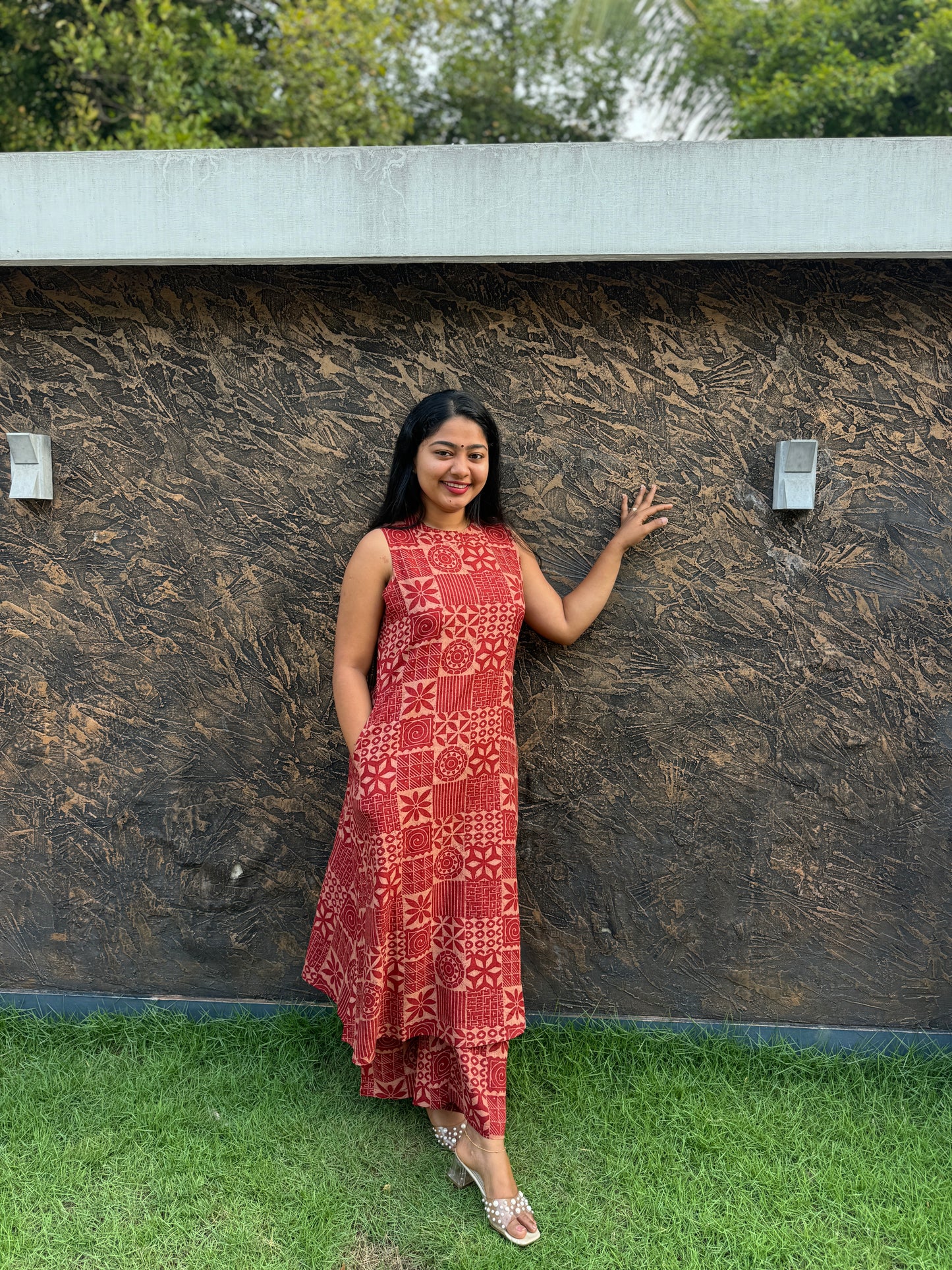 Red 2 piece Soft Cotton Co-ord Set-A1306