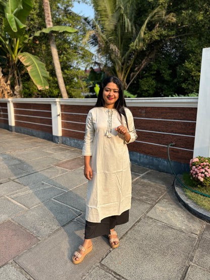 Off white Cotton Kurta Top- A1043