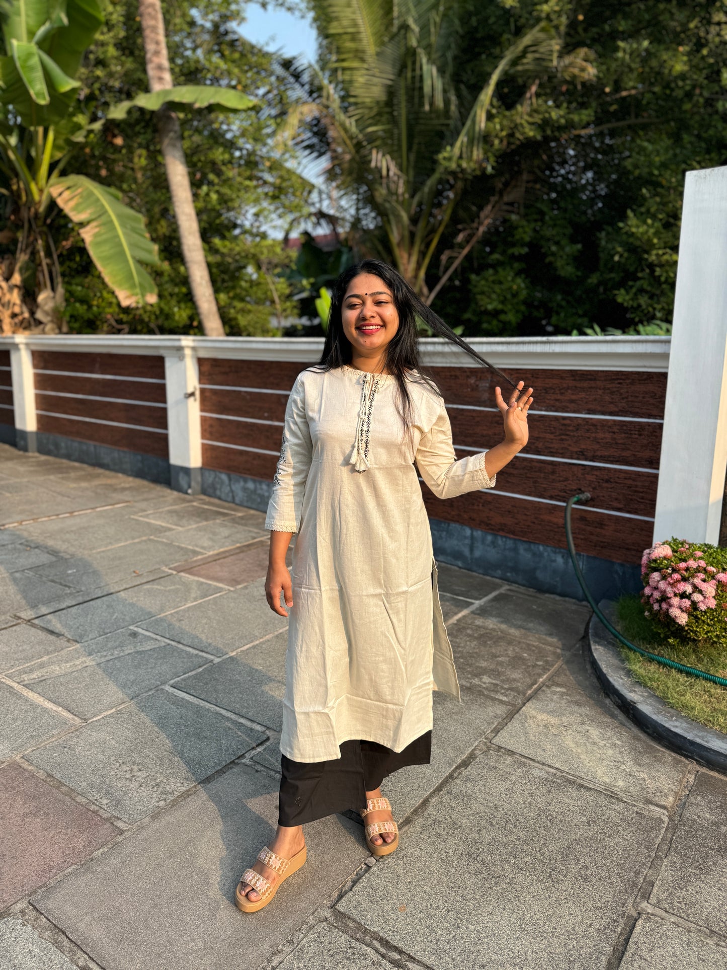 Off white Cotton Kurta Top- A1043