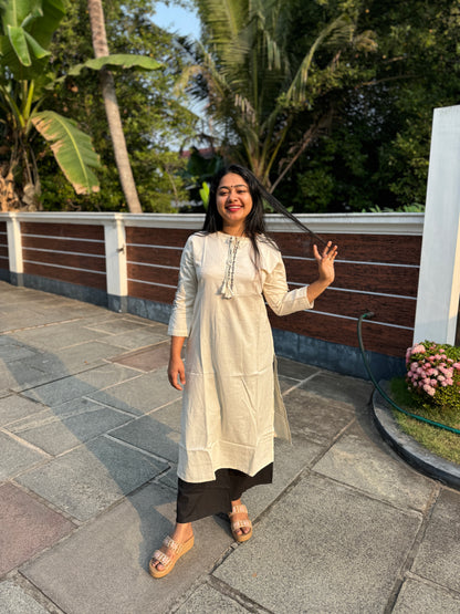 Off white Cotton Kurta Top- A1043