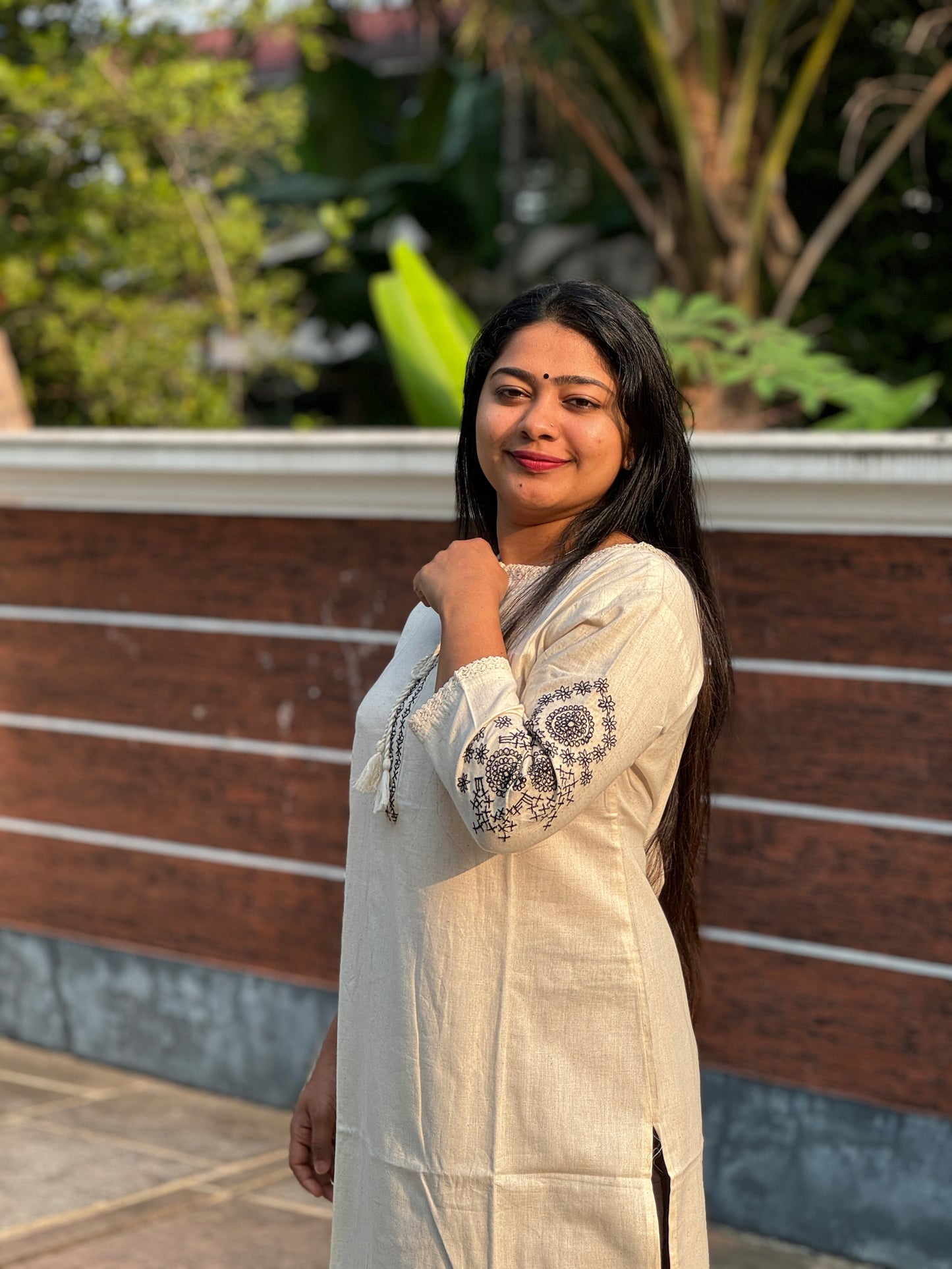 Off white Cotton Kurta Top- A1043